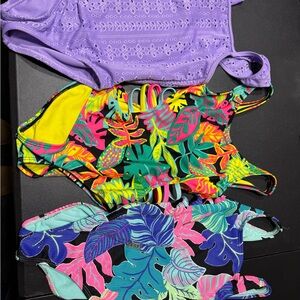 Wonder Nation Kids Swim One Piece - Lavender, Neon Leaf, Turquoise